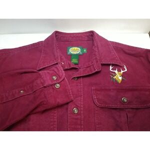 Cabelas Shirt Men's Long Sleeve Medium Regular Chamois Heavy Cotton Deer Hunting